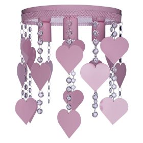   Gyerek mennyezeti lámpa lila Szívek Csillár CORAZON 3x E27 Fém és kristály Milagro