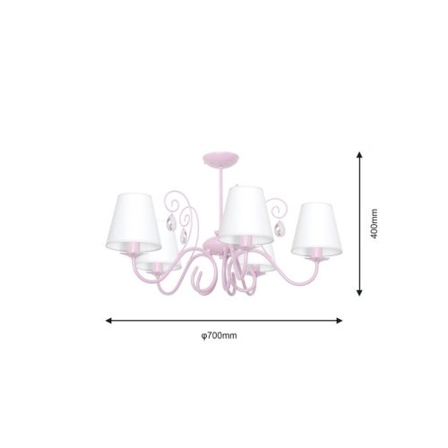 SARA Pink csillár mennyezeti lámpa 5xE14 Milagro