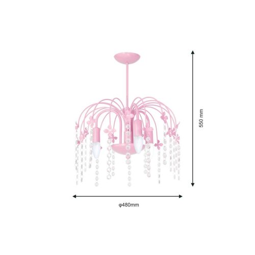 LAURA csillár mennyezeti lámpa 3xE14 Pink Milagro