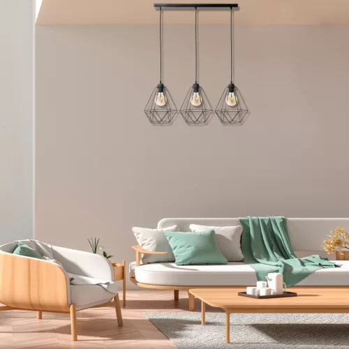 Függesztett lámpa KOSÁR 3xE27 Geometrikus Forma Loft Fekete Kosár Diamond MLP7215 Fém