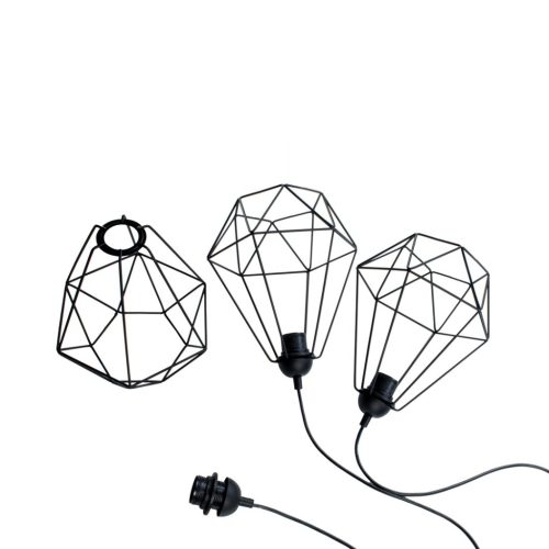 Függesztett lámpa KOSÁR 3xE27 Geometrikus Forma Loft Fekete Kosár Diamond MLP7215 Fém