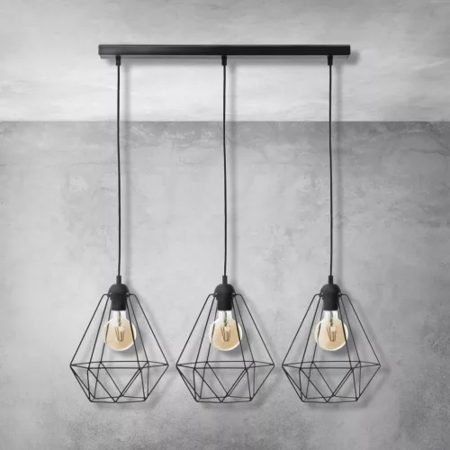 Függesztett lámpa KOSÁR 3xE27 Geometrikus Forma Loft Fekete Kosár Diamond MLP7215 Fém