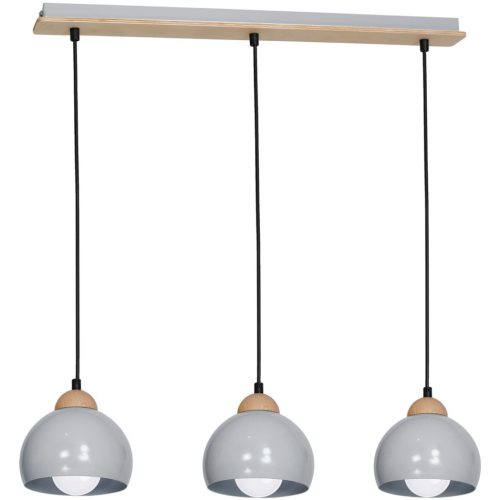 Skandináv stílusú mennyezeti függesztett lámpa szürke MiLAGRO DAMA 3x E27 Fa + fém