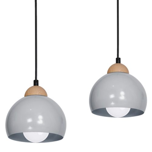 Skandináv stílusú mennyezeti függesztett lámpa szürke MiLAGRO DAMA 3x E27 Fa + fém