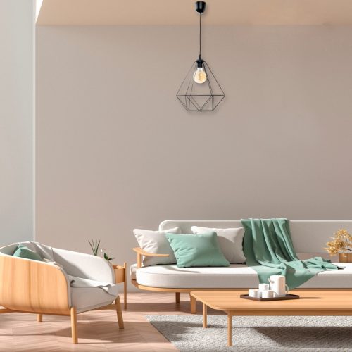 Függesztett lámpa KOSÁR 1xE27 geometriai forma loft fekete kosár gyémánt MLP7214 fém