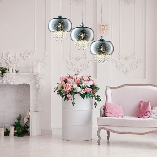 Glamour stílusú függőlámpa kristályokkal 3x E14 MiLAGRO STARLIGHT galaxy kristály