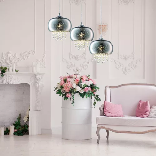 Glamour stílusú függőlámpa kristályokkal 3x E14 MiLAGRO STARLIGHT galaxy kristály