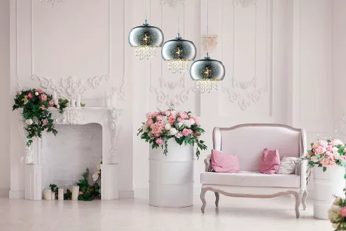 Glamour stílusú függőlámpa kristályokkal 3x E14 MiLAGRO STARLIGHT galaxy kristály