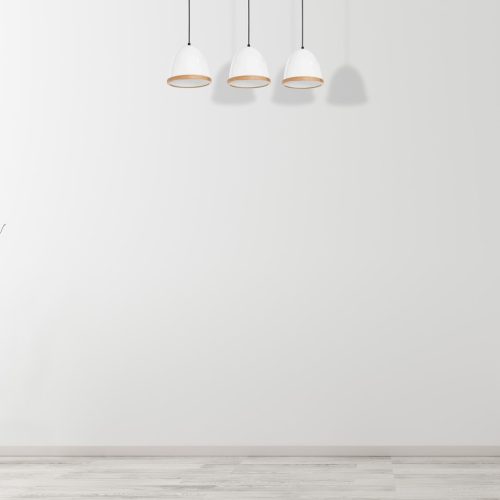 STUDIO függesztett lámpa 3xE27 klasszikus lámpaernyők fa kivitelben fehér MLP8850 Milagro fém + fa