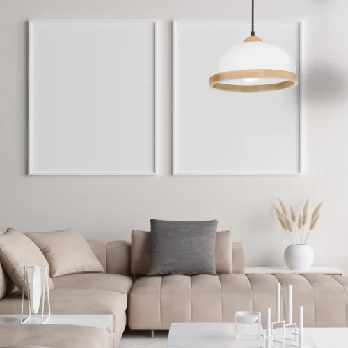 STUDIO függesztett lámpa 1xE27 Klasszikus lámpaernyő fa kivitel fehér MLP8848 Milagro fém + fa