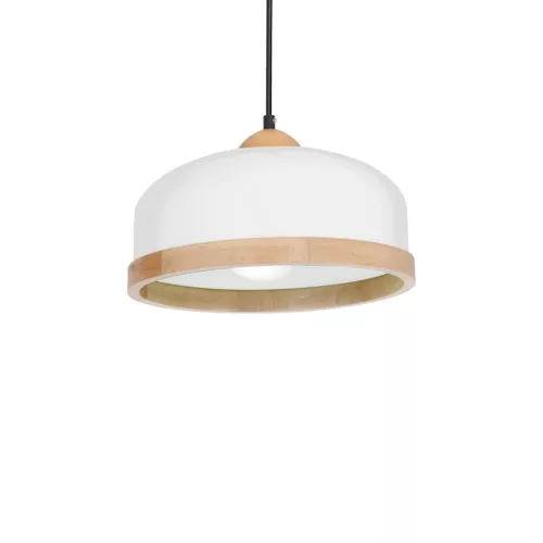 STUDIO függesztett lámpa 1xE27 Klasszikus lámpaernyő fa kivitel fehér MLP8848 Milagro fém + fa