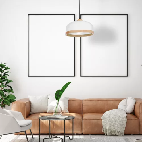 STUDIO függesztett lámpa 1xE27 Klasszikus lámpaernyő fa kivitel fehér MLP8848 Milagro fém + fa