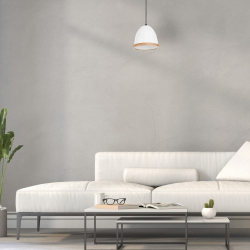 STUDIO függesztett lámpa 1xE27 Klasszikus lámpaernyő fa kivitel fehér MLP8849 Milagro fém + fa