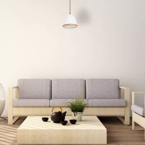 STUDIO függesztett lámpa 1xE27 Klasszikus lámpaernyő fa kivitel fehér MLP8849 Milagro fém + fa