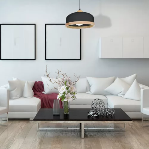 STUDIO függesztett lámpa 1xE27 klasszikus lámpaernyők fa kivitelben fekete MLP8851 Milagro fém + fa