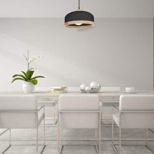 STUDIO függesztett lámpa 1xE27 klasszikus lámpaernyők fa kivitelben fekete MLP8851 Milagro fém + fa