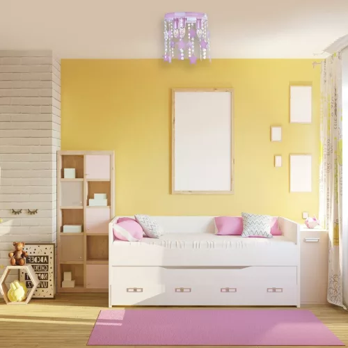 Rózsaszín gyermek mennyezeti lámpa Csillár gyerekeknek Stars STAR 3x E27 Fém és kristályok Milagro