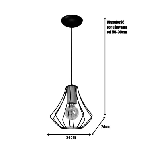 Mennyezeti függőlámpa WILL 1x E27 LOFT Fekete Fém + fa Milagro