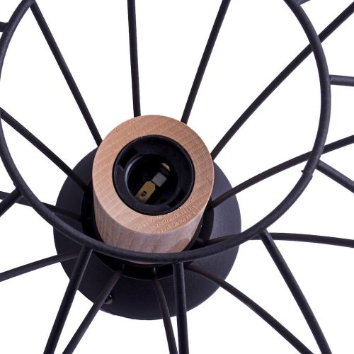 Csillár mennyezeti lámpa WILL 1x E27 LOFT Fekete Fém + fa Milagro