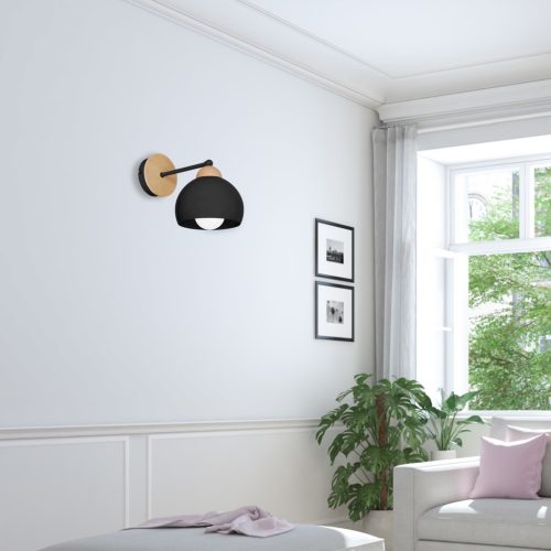 Skandináv stílusú fali lámpa MiLAGRO DAMA 1x E27 fekete Fa + fém