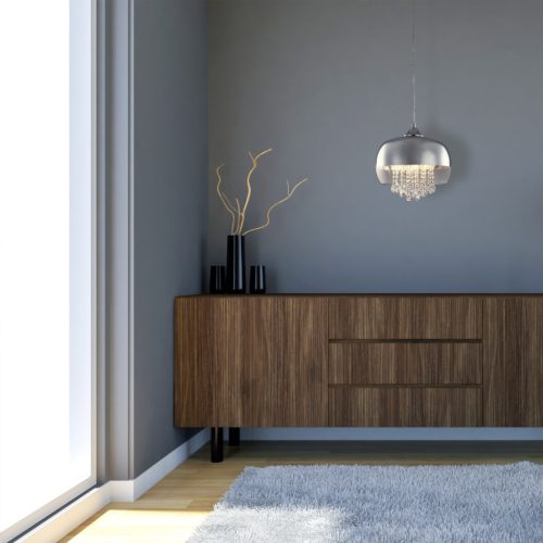 LUNA függőlámpa Króm 1x E14 IP20 Fém és üveg Milagro Crystals Glamour stílus