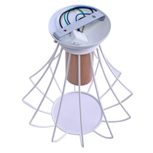 Csillár mennyezeti lámpa WILL 1x E27 LOFT Fehér Fém + fa Milagro