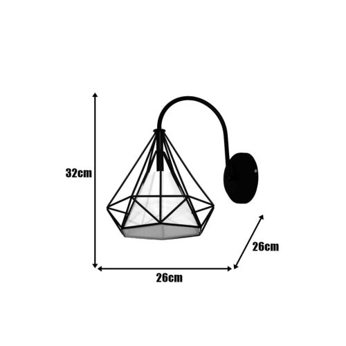 Fali lámpa TRIANGOLO 1x E27 Fekete-fehér Fém + Milagro szövet