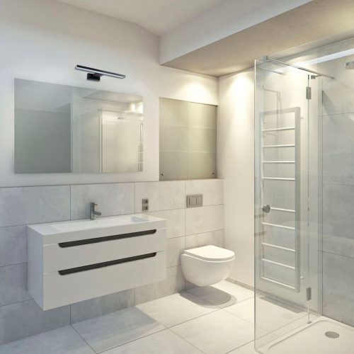 SHINE téglalap alakú fekete 7W LED fali lámpa.Fém és IP44 Milagro anyagból