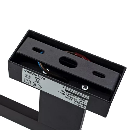 SHINE téglalap alakú fekete fali lámpa 11W LED Fém és műanyag IP44 Milagro