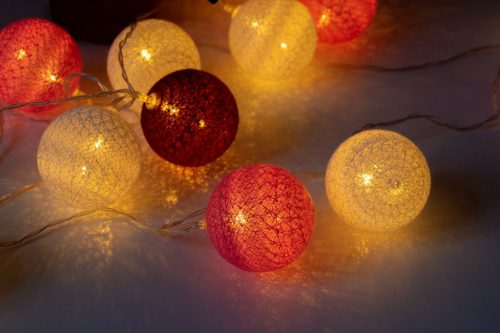 COTTON BALLS LED golyók Elemes füzér Fehér + rózsaszín 20x LED lámpák MILAGRO EKD9340