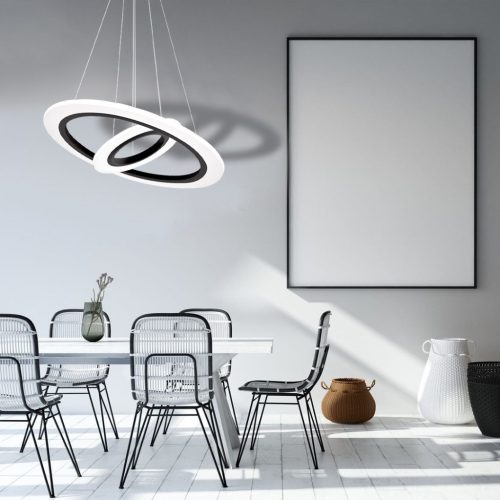 COSMO 36W LED függesztett lámpa, kerek lámpatest, fehér és fekete ML348 Milagro Metal + Acrylic