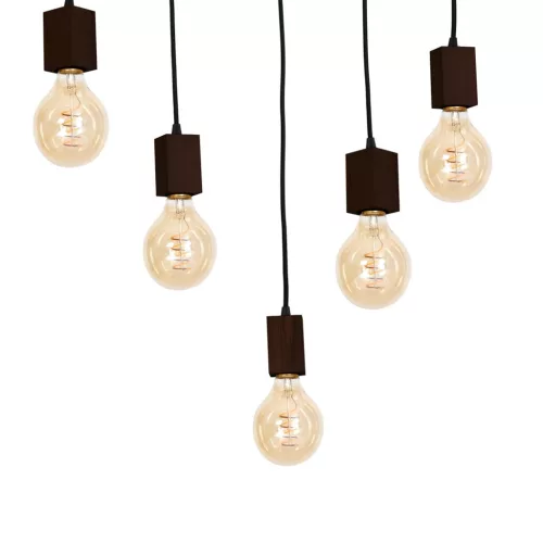 JACK 5xE27 függőlámpa diófa minimalista megjelenésű fa lámpatest MLP4361 Milagro Wood