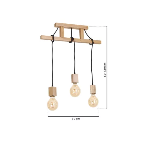 JACK 3xE27 függesztett lámpa Natural Wood Minimalista megjelenés MLP582 Milagro Wood
