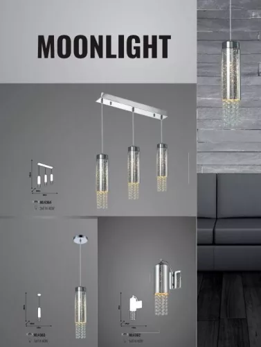 MOONLIGHT mennyezeti függesztett lámpa 1x E14 MILAGRO glamour króm fémüveg