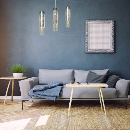 MOONLIGHT mennyezeti függesztett lámpa 3xE14 MILAGRO glamour króm fémüveg