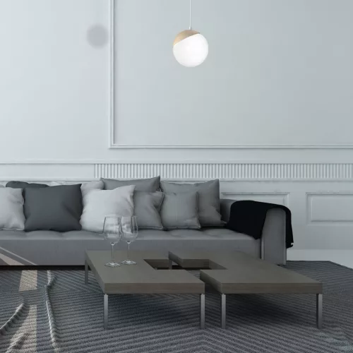 SFERA függőlámpa 1xE14 fehér fagolyók Részletek MLP5424 Milagro fém + fa + üveg
