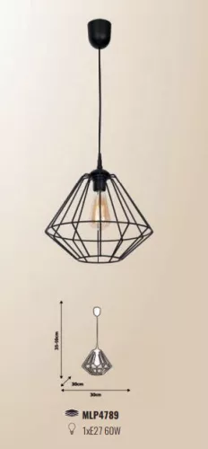 COLIN függőlámpa Fekete 1x E27 MILAGRO loft stílusú ipari fém