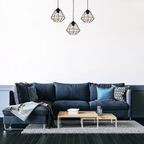 COLIN Fekete függőlámpa 3x E27 MILAGRO loft stílusú, ipari fém