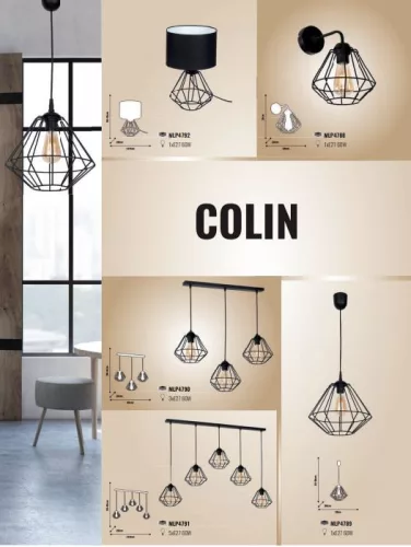 COLIN Fekete függőlámpa 3x E27 MILAGRO loft stílusú, ipari fém