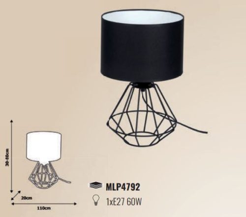 COLIN állólámpa fekete 1xE27 MILAGRO loft stílusú, ipari fém