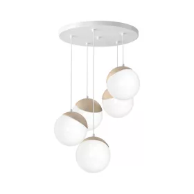   SFERA függőlámpa 5xE14 fehér fagolyók Részletek MLP5426 Milagro fém + fa + üveg