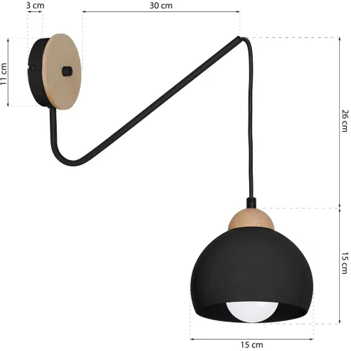 Skandináv stílusú fali lámpa MiLAGRO DAMA 1x E27 Fa + fém
