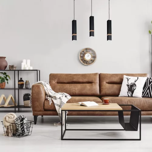 Függesztett lámpa skandináv stílusú loft fekete MiLAGRO VIDAR 3x GU10 Fém + fa