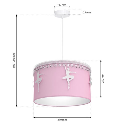 BALLETNICA függőlámpa 1xE27 lány rózsaszín balerina MLP4974 Milagro fém + szövet + kristályok