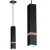 Függesztett lámpa skandináv stílusú loft fekete MiLAGRO VIDAR 1x GU10 Fém + fa