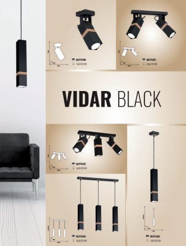 Függesztett lámpa skandináv stílusú loft fekete MiLAGRO VIDAR 1x GU10 Fém + fa