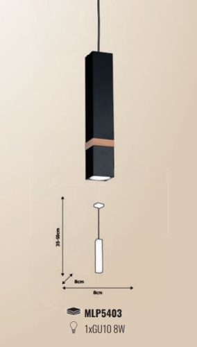 Függesztett lámpa skandináv stílusú loft fekete MiLAGRO VIDAR 1x GU10 Fém + fa