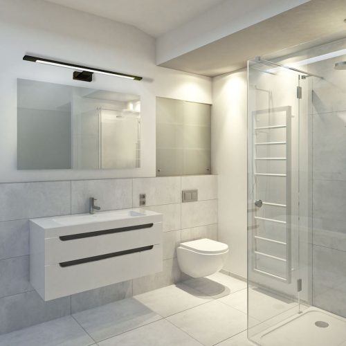 SHINE téglalap alakú fekete fali lámpa 12W LED IP44 Fém és Milagro műanyag