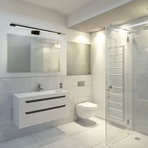 SHINE téglalap alakú fekete fali lámpa 12W LED IP44 Fém és Milagro műanyag