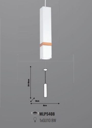 Függesztett lámpa skandináv stílusú loft fehér MiLAGRO VIDAR 1x GU10 Fém + fa